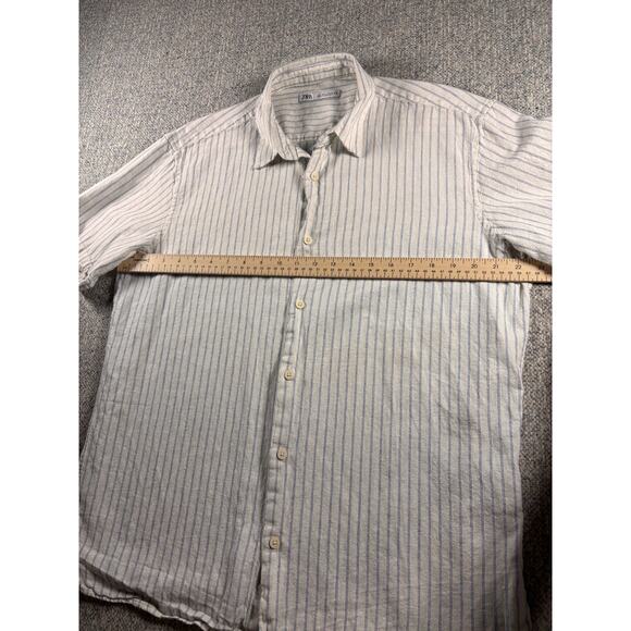 Zara Collared White Pin Stripe Mens Large - Picture 4 of 5